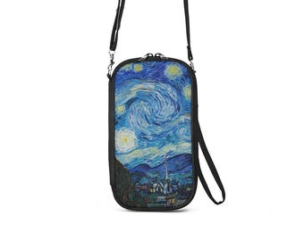 Starry Night Passport Wallet - Van Gogh Print - Cross-body Travel Purse - Artist Gift - Art Lover -