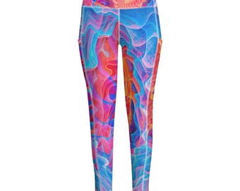 Artsy Paint Swirl Yoga Leggings With Pockets – Workout Fitness