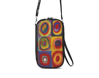 Kandinsky Art Crossbody Wallet: Canvas Travel Purse with Strap