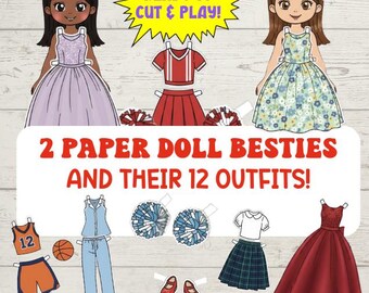 Printable Paper Dolls & Clothes | Dress Up Fashion Dolls (Digital Download) Mix n Match Outfits | Besties