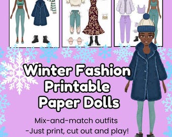 Winter Fashion Printable Paper Dolls & Clothes | Dress Up Dolls (Digital Download) Mix n Match Outfits | Dress Up Activity