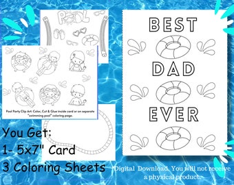 Printable Coloring Father's Day Card, Father's Day Coloring Pages for Kids, Fathers Day Kids Activity, Kids Craft for Dad, Fathers Day Card