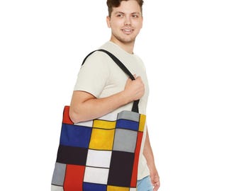 Piet Mondrian Art Tote Bag – Primary Colors Composition