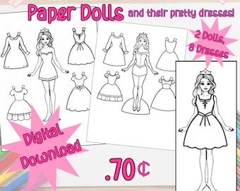 Printable Princess Paper Dolls – Dress-Up Coloring Activity (PDF Download)