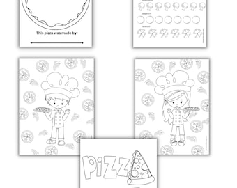 Printable Pizza Party Color Cut and Paste Activity / Pizza Coloring Pages / Instant Download / Pizza Party Activity / Elementary Party Pages