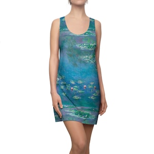 Monet Water Lilies Printed Racerback Dress - Sporty, Summer Dress - Art Lover Gift - Artsy -