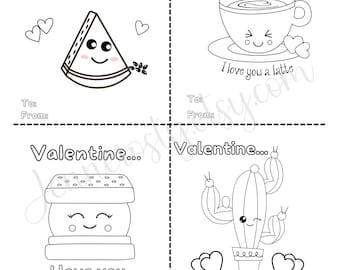 Printable Valentine's Day Coloring Cards for Kids | School Exchange (Digital Download)