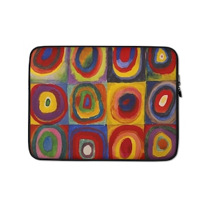 Kandinsky Circles Laptop Tasche, Neopren, 13 Zoll oder 15 Zoll, wasserfest, hitzebeständig, Reißverschluss, berühmtes Gemälde, Geschenk für Künstler, künstlerisch