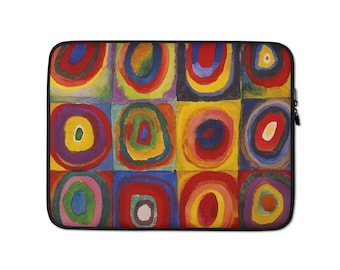 Kandinsky Circles Laptop Sleeve, Neoprene, 13 inch or 15 inch, water resistant, heat resistant, zipper, famous painting, artist gift, artsy