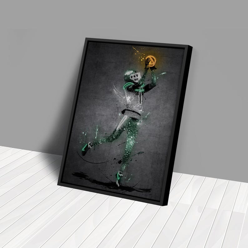 Sauce Gardner Neon Splash Poster New York Jets 1 NFL Framed Canvas Wall