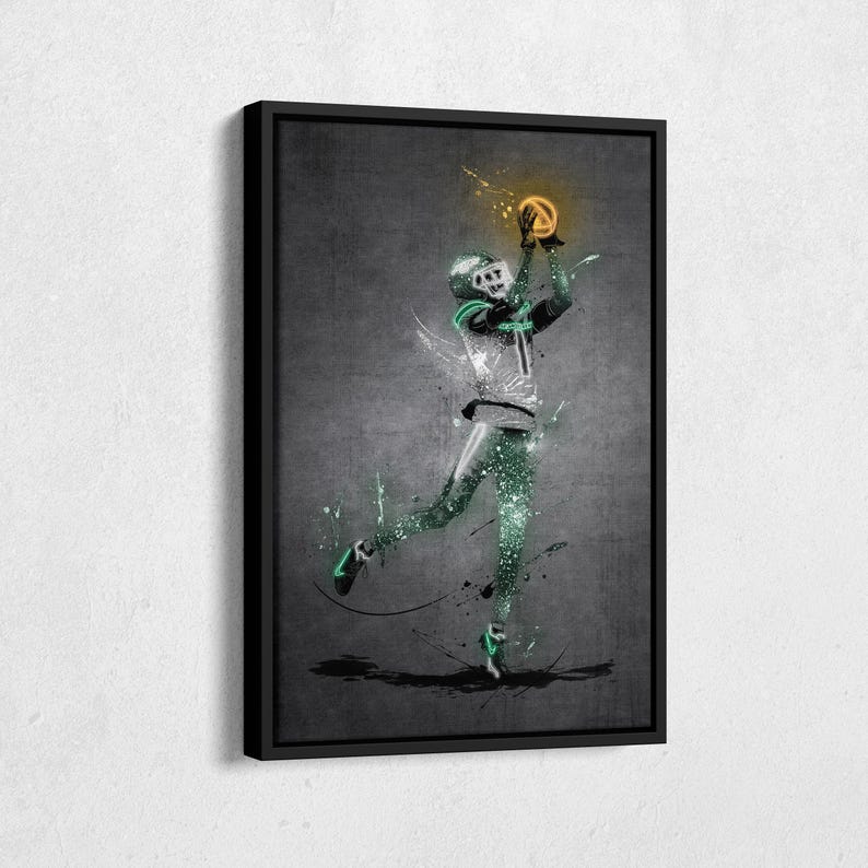 Sauce Gardner Neon Splash Poster New York Jets 1 NFL Framed Canvas Wall