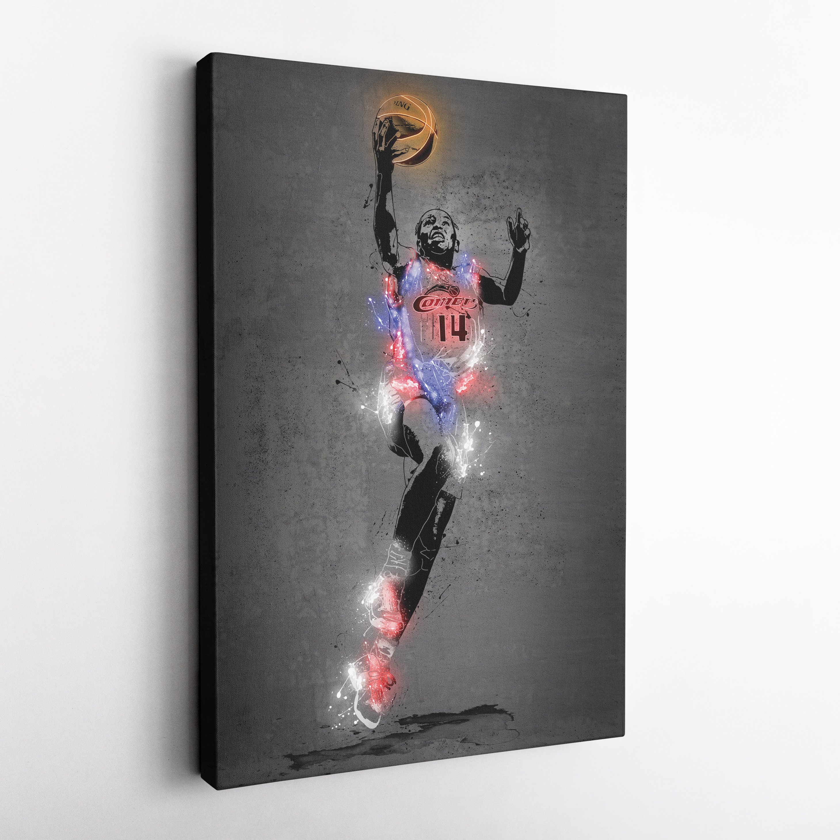 Cynthia Cooper Poster Neon Splash Houston Comets WNBA Framed Canvas