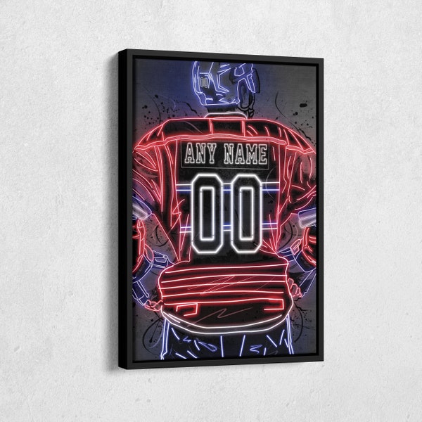 Montreal Canadiens Jersey NHL Neon Personalized Jersey Custom Name and Number Canvas Wall Art Home Decor Framed Poster Man Cave Gift