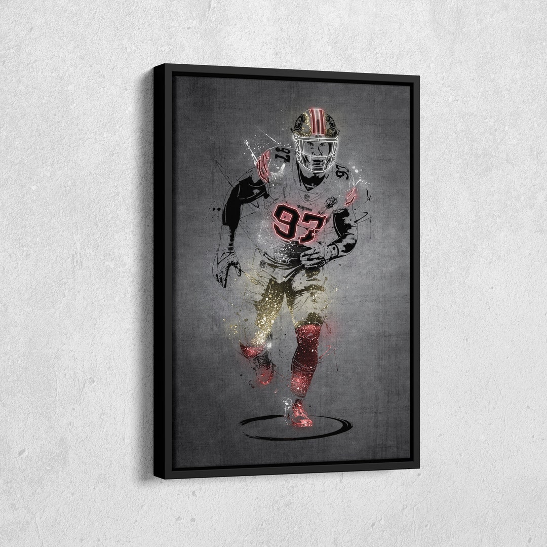 Nick Bosa Poster Neon Splash San Francisco 49ers NFL Framed Poster