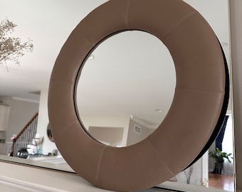 Luxurious Hand-Stitched Leather Mirror