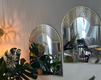 Set of Two Moroccan Arch Wall Mirrors with Detailed Filigree Design