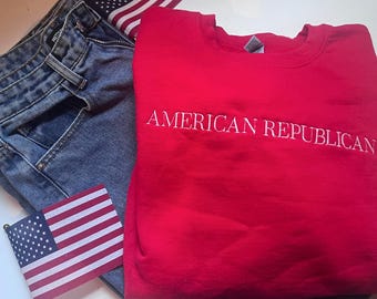Amerikanisch-Republikanisches Sweatshirt, Gesticktes Konservatives Geschenk, Republikanisches Kleid für Sie, Vintage Freiheit, Politische Chic-Kleidung