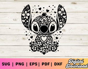 Mandala point floral SVG, Svg enchanté, Mandala Svg, Silhouette coupé fichiers, T-shirt Svg, Png, imprimable, clipart, svg lilo et stitch