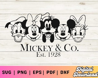 Mickey & Co. karakter SVG, EPS, PNG, dxf, Mickey svg, goofy svg, minnie svg, daisy duck svg, donald duck svg, bestanden knippen, mickey en vrienden