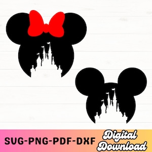Schloss SVG Bundle - Mickey Schloss Download digitale Datei - svg, dxf, pdf und png - Disneyland - Mickey Silhouette, Familienurlaub svg