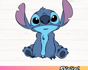 May include: A blue cartoon character with large ears and big eyes. The character is sitting with its legs crossed and has a friendly expression.