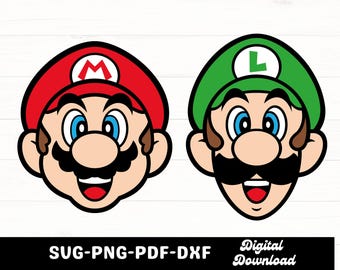 2 個のレイヤード ルイージとマリオ パック - svg、png、pdf、dxf
