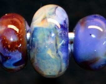 Blue skies 7 boro lampwork beads SRA K45