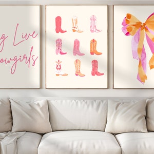 Pink & Orange Cowgirl Prints Set: Western Wall Art (Digital Download)
