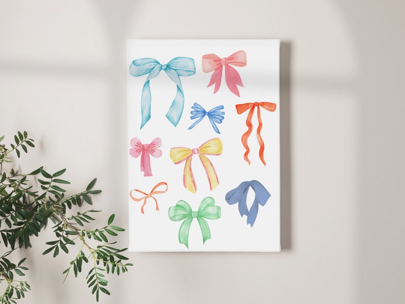 Watercolor Bows Print | Colorful Bow Art (digital Download) - Etsy