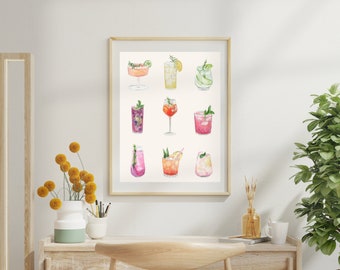 Watercolor Cocktails Digital Print