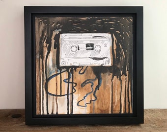 Cassette Tape Art, Music Lover Wall Art, Retro Cassette, 1980's Nostalgia, 1990s Nostalgia, Retro Music Wall Art