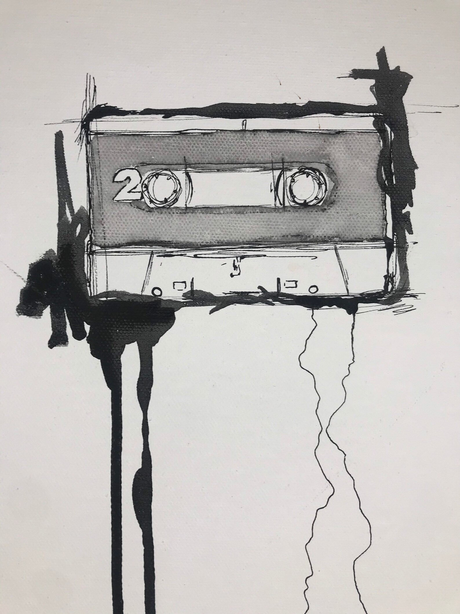 Unraveled Cassette Art, Cassette Tape Art, 1990s Music Art, 1990's