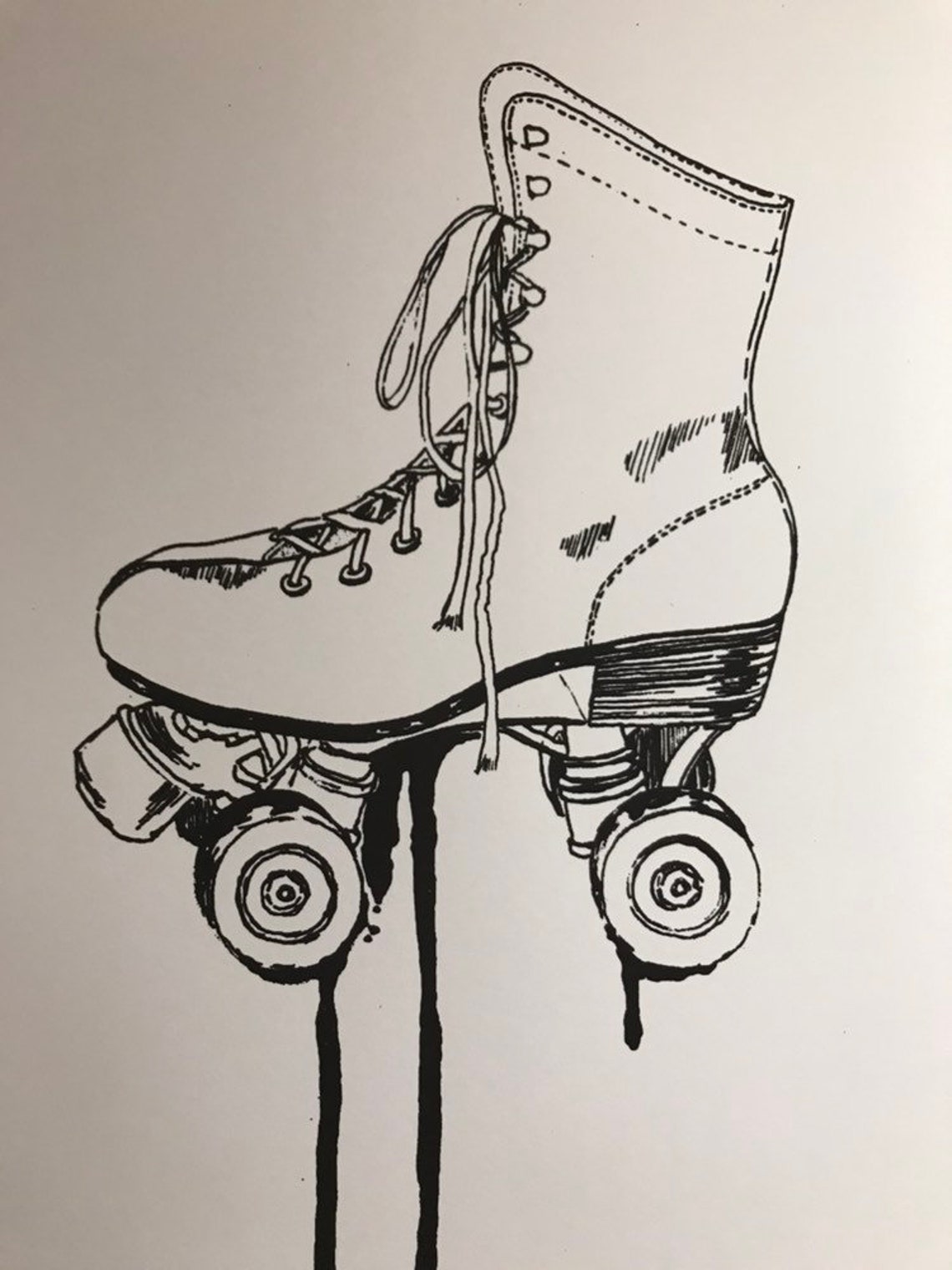 Roller Skate Screen Print Retro Roller Skate Art Vintage Etsy
