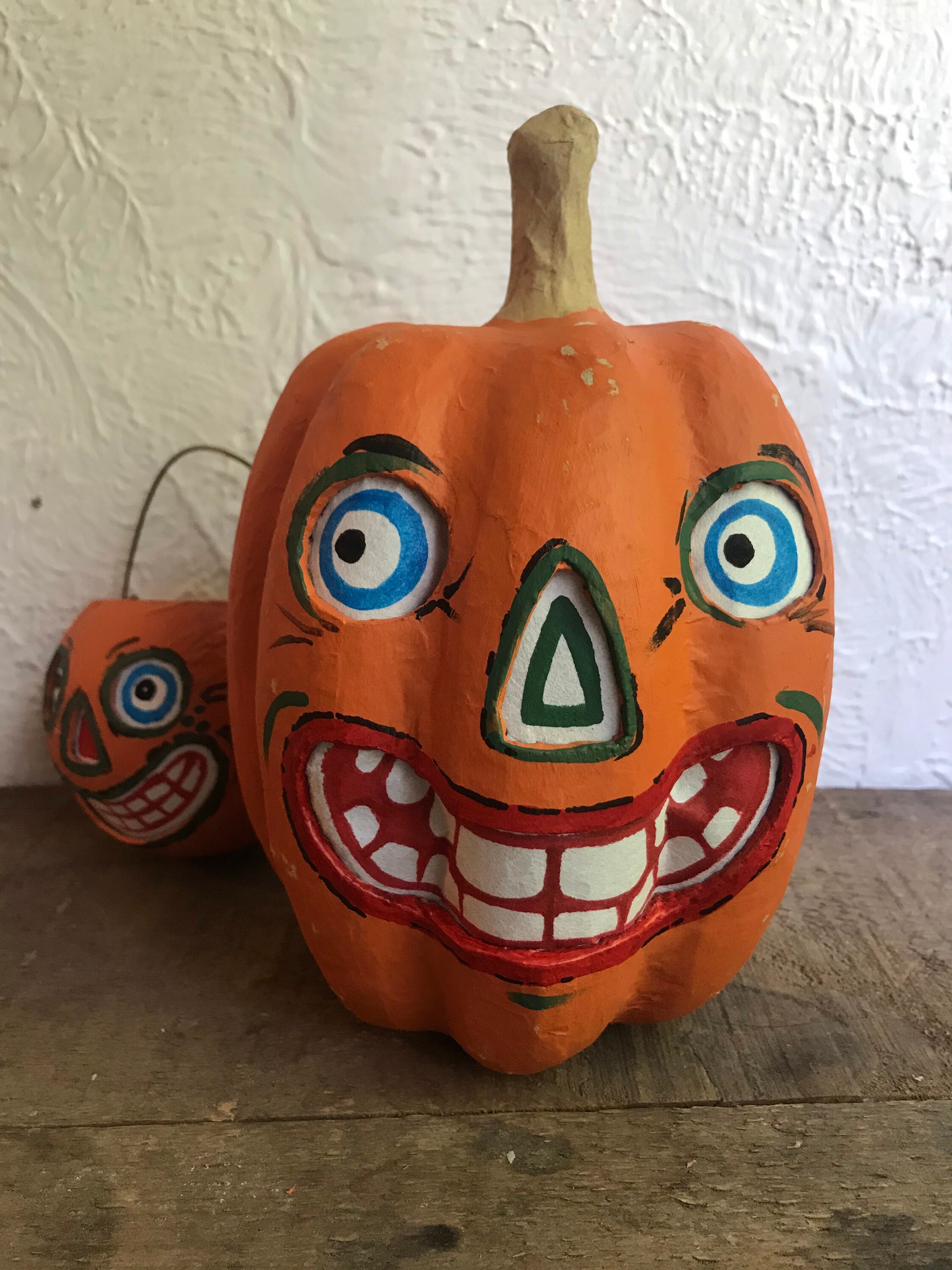 Paper Mache Retro Pumpkin LED Lantern German Vintage Style Etsy