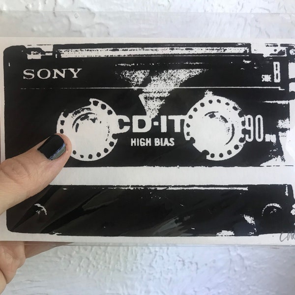 Cassette Tape Art, Retro Cassette, 1980s Postcard, 1980s Memorabilia, Music Lover Wall Art, Music Teacher Art, 40th Birthday Friend