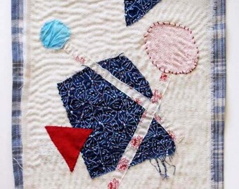 Art quilt, hand stitched, abstract art, Sacred Geometry