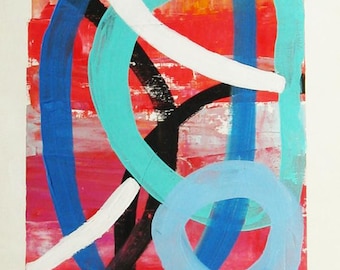 Originales Acrylgemälde auf Leinwandpapier, abstrakte Kunst, Autobahnen und Nebenstraßen
