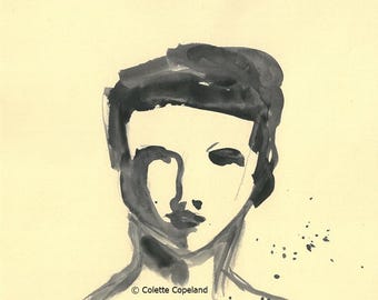 Original-Gemälde, Aquarell auf Papier, Frauenportrait