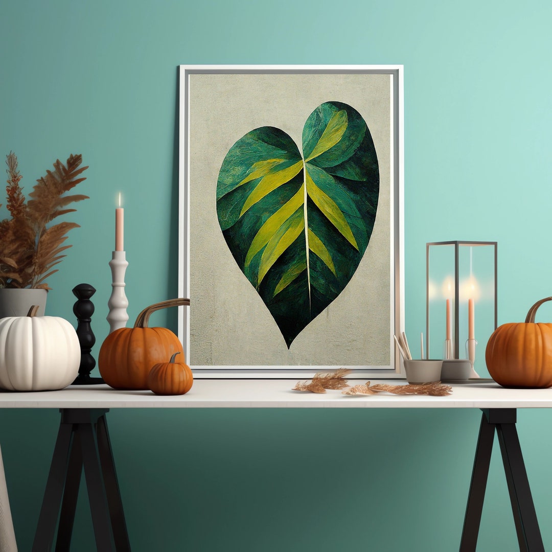 Green Leaf Abstract Wall Art Set Abstract Floral Botanical Prints ...