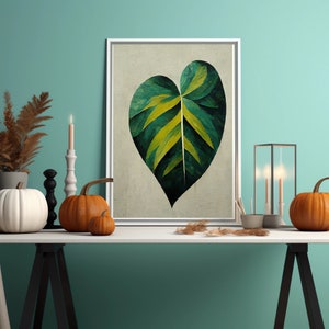 Green Leaf Abstract Wall Art Set Abstract Floral Botanical Prints Minimalist Modern Art Boho Wall Decor