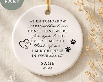Personalized Pet Memorial Christmas Ornament, Pet Sympathy Gift, Pet Loss Gift, Cat Memorial Gift, Dog Loss, Memorial Keepsake Ornament