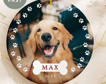 Personalized Pet Photo Ornament, First Christmas Pet Ornament, Dog Photo Ornament, Cat Photo Ornament, Custom Memorial Keepsake
