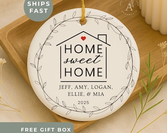 Personalized New Home Ornament, Home Sweet Home, Housewarming Ornament, Custom New Home Gift, Our First Home Christmas Ornament Keepsake