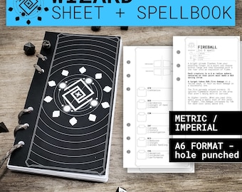 WIZARD Character Sheet and Spell Book for DnD 5e | Form FIllable PDFs and SVG Included | Dungeons and Dragons | D&D | Printable SpellBook