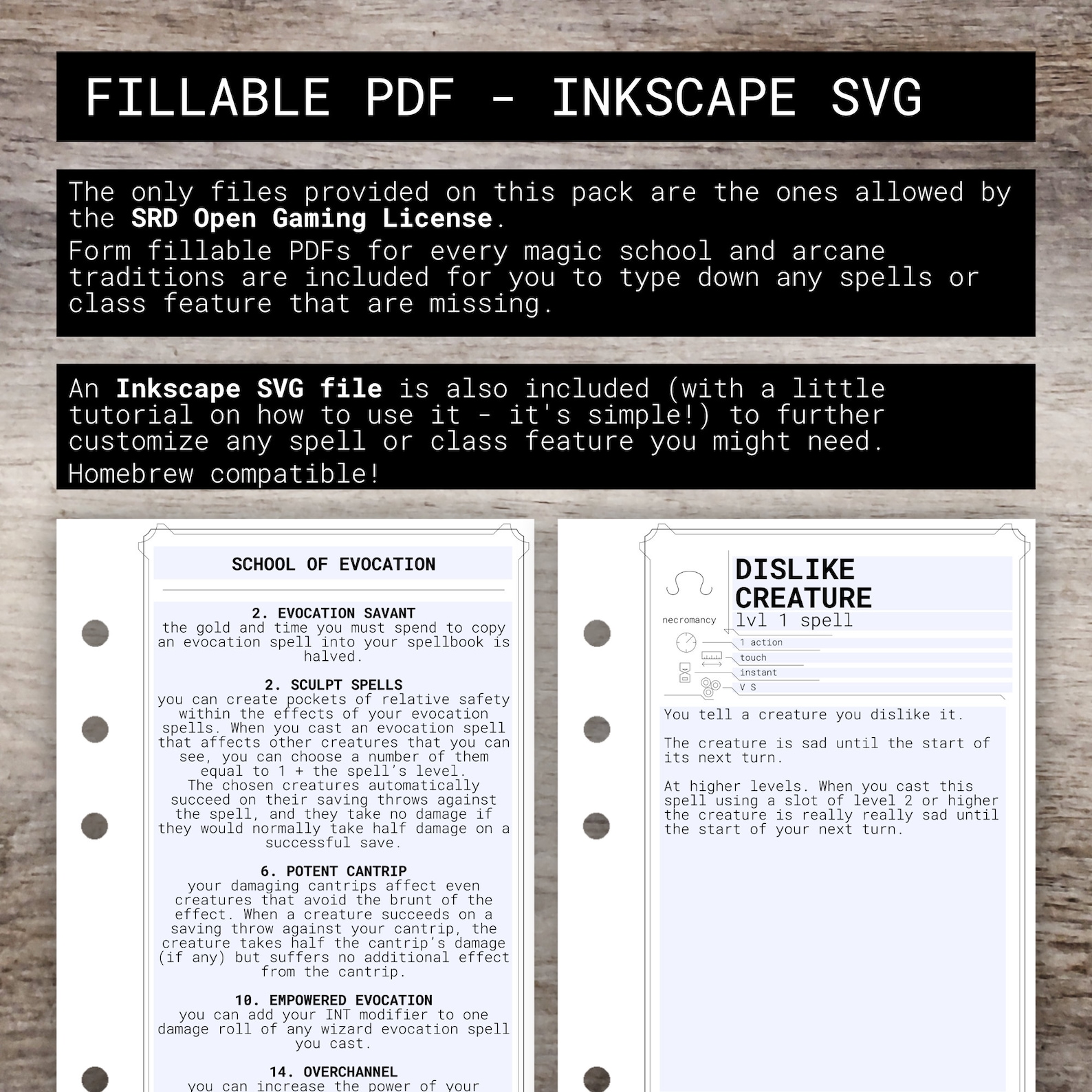 WIZARD Character Sheet and Spell Book for Dnd 5e | Form Fillable Pdfs ...