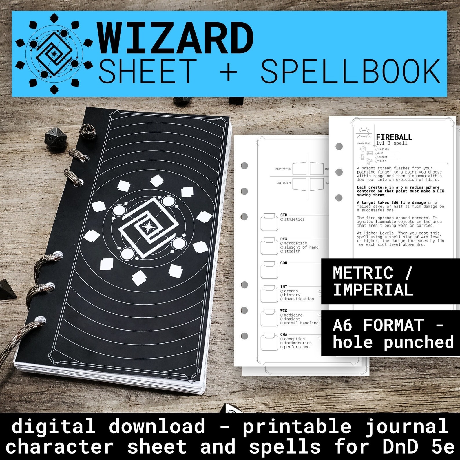 WIZARD Character Sheet and Spell Book for Dnd 5e | Form Fillable Pdfs ...