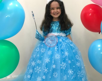 Gefrorene Prinzessin Kostüm, Cosplay Kostüm, Elsa Cosplay Kostüm-Geburtstags-Party, Kostüm für Mädchen und Kleinkinder, Halloween Neugeborene Party