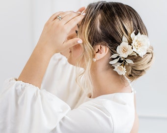 Floral Bridal Headpiece Bridal Headpiece Bridal Headband Bridal Crown White Bridal Headpiece Pearl Bridal Headpiece