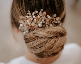 Rose Gold Crystal Bridal Clip, Bridal Comb Crystal, Wedding Crystal Hair Comb, Wedding Accessory, Alina Rose Gold Pearl Clip