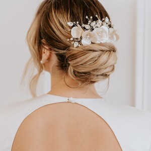 Floral Headband for wedding, Bridal Hair Accessory, Swarovski Flexible Headpiece for bride zdjęcie 3